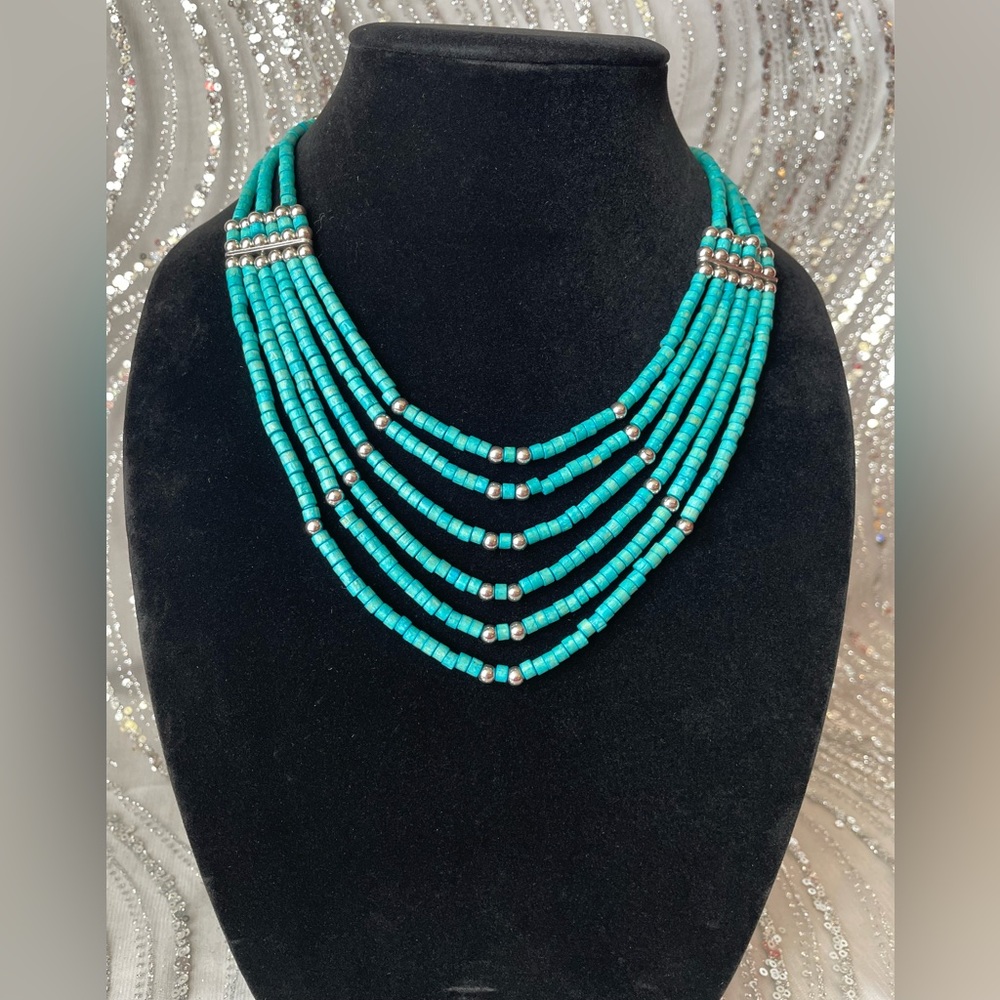 Turquoise Multi-Strand Beaded Necklace